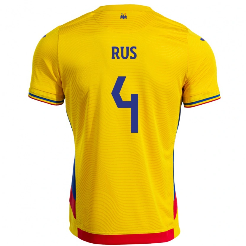 Danxen Heren Roemenië Adrian Rus #4 Geel Thuisshirt Thuistenue 24-26 T-Shirt