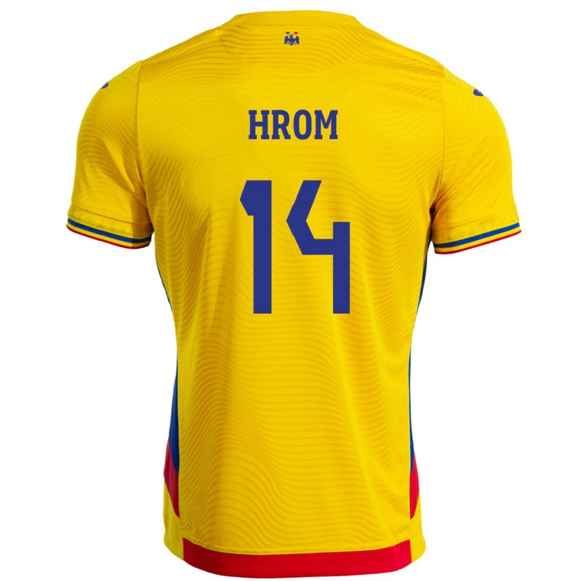 Danxen Heren Roemenië Darian Hrom #14 Geel Thuisshirt Thuistenue 24-26 T-Shirt