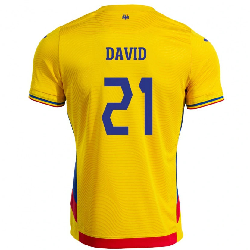 Danxen Heren Roemenië Gabriel David #21 Geel Thuisshirt Thuistenue 24-26 T-Shirt