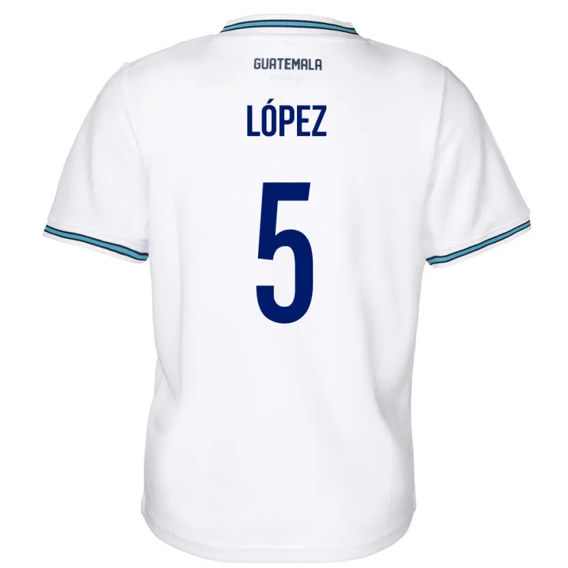 Danxen Heren Guatemala Jeffery López #5 Wit Thuisshirt Thuistenue 24-26 T-Shirt