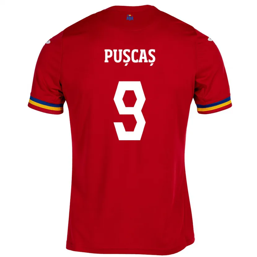 Danxen Heren Roemenië George Pușcaș #9 Rood Uitshirt Uittenue 24-26 T-Shirt