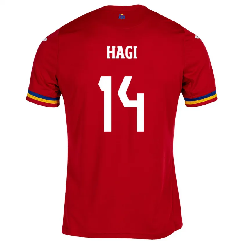 Danxen Heren Roemenië Ianis Hagi #14 Rood Uitshirt Uittenue 24-26 T-Shirt