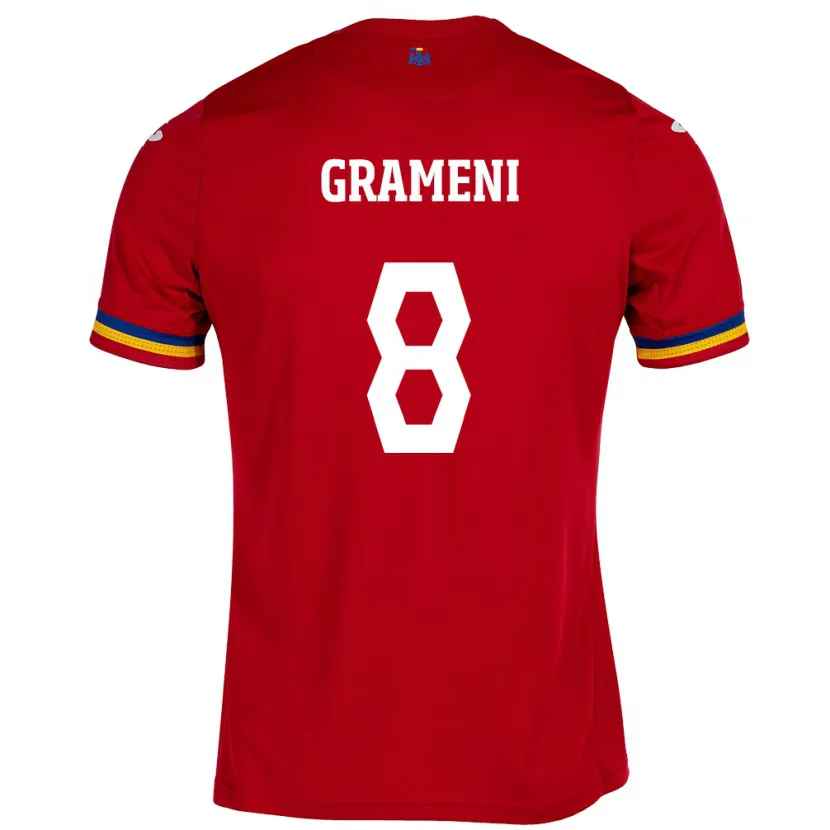 Danxen Heren Roemenië Constantin Grameni #8 Rood Uitshirt Uittenue 24-26 T-Shirt