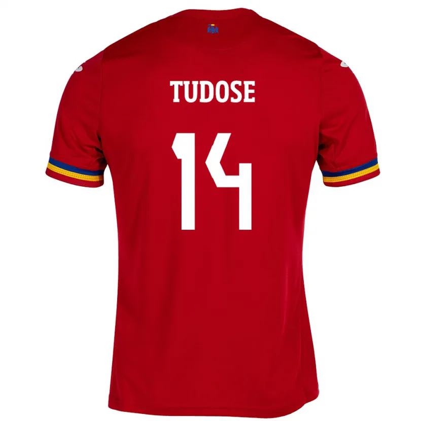 Danxen Heren Roemenië Mario Tudose #14 Rood Uitshirt Uittenue 24-26 T-Shirt