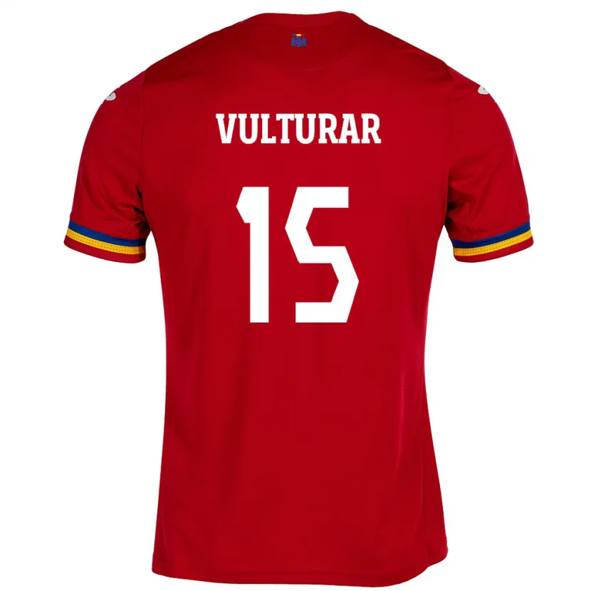 Danxen Heren Roemenië Cătălin Vulturar #15 Rood Uitshirt Uittenue 24-26 T-Shirt