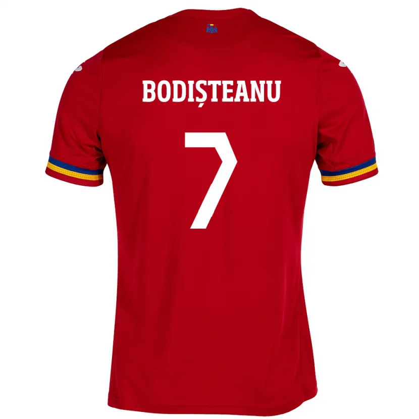 Danxen Heren Roemenië Ștefan Bodișteanu #7 Rood Uitshirt Uittenue 24-26 T-Shirt