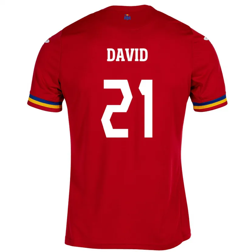 Danxen Heren Roemenië Gabriel David #21 Rood Uitshirt Uittenue 24-26 T-Shirt