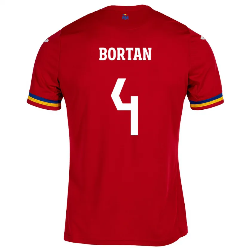 Danxen Heren Roemenië Ioana Bortan #4 Rood Uitshirt Uittenue 24-26 T-Shirt