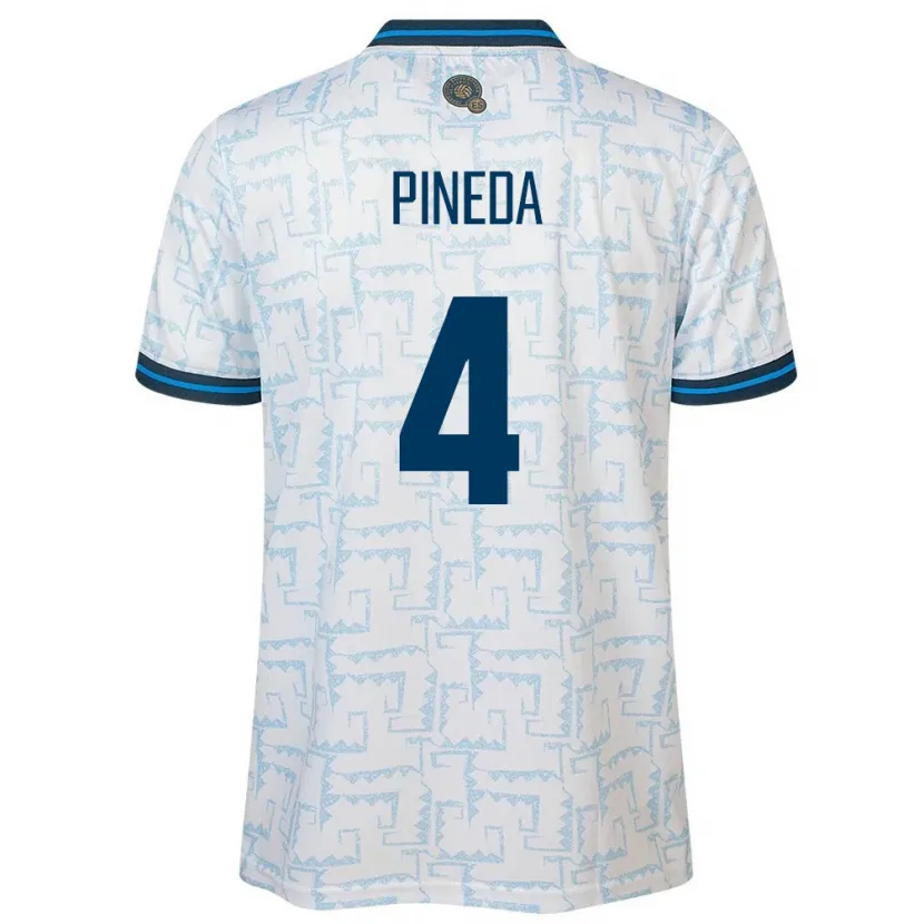 Danxen Heren El Salvador Wálter Pineda #4 Wit Uitshirt Uittenue 24-26 T-Shirt