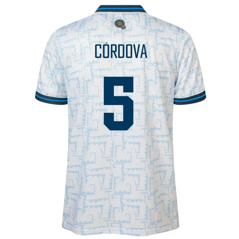 Danxen Heren El Salvador Edwin Córdova #5 Wit Uitshirt Uittenue 24-26 T-Shirt