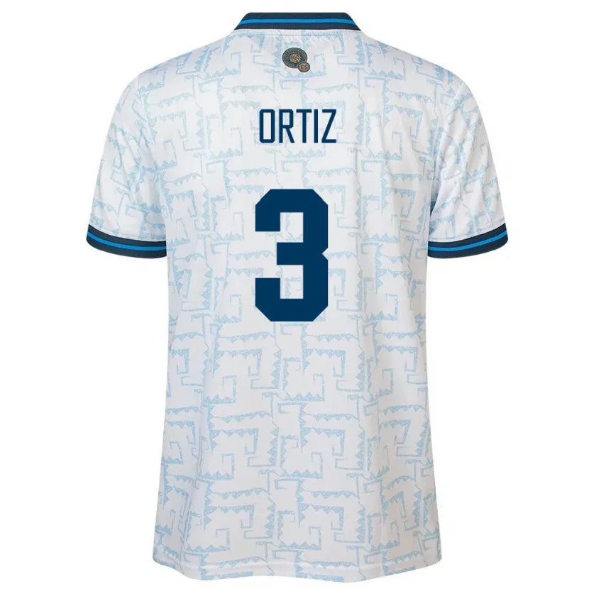 Danxen Heren El Salvador Priscila Ortiz #3 Wit Uitshirt Uittenue 24-26 T-Shirt