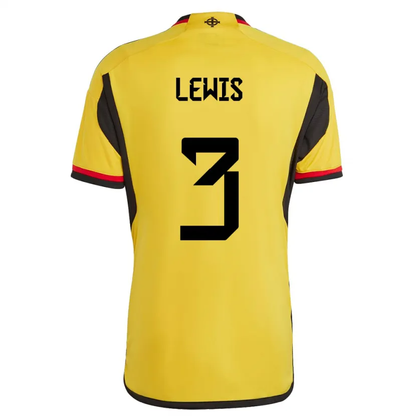 Danxen Heren Noord-Ierland Jamal Lewis #3 Wit Uitshirt Uittenue 24-26 T-Shirt