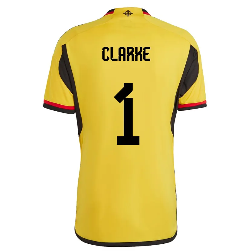 Danxen Heren Noord-Ierland Josh Clarke #1 Wit Uitshirt Uittenue 24-26 T-Shirt
