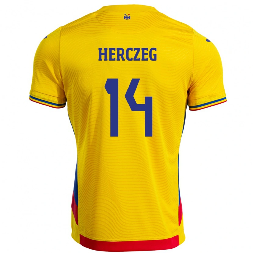 Danxen Dames Roemenië Andrea Herczeg #14 Geel Thuisshirt Thuistenue 24-26 T-Shirt