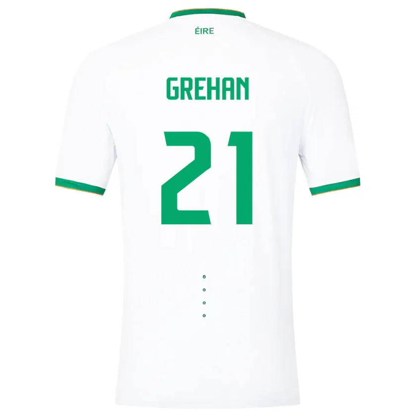 Danxen Dames Ierland Sean Grehan #21 Wit Uitshirt Uittenue 24-26 T-Shirt