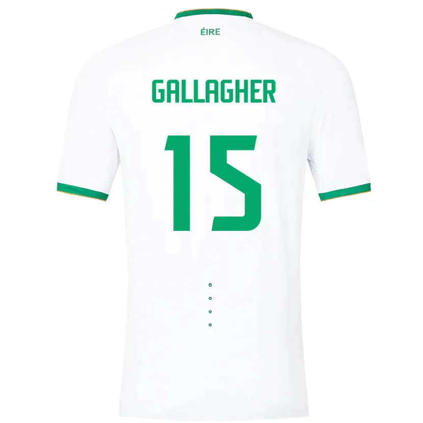 Danxen Dames Ierland Oisín Gallagher #15 Wit Uitshirt Uittenue 24-26 T-Shirt