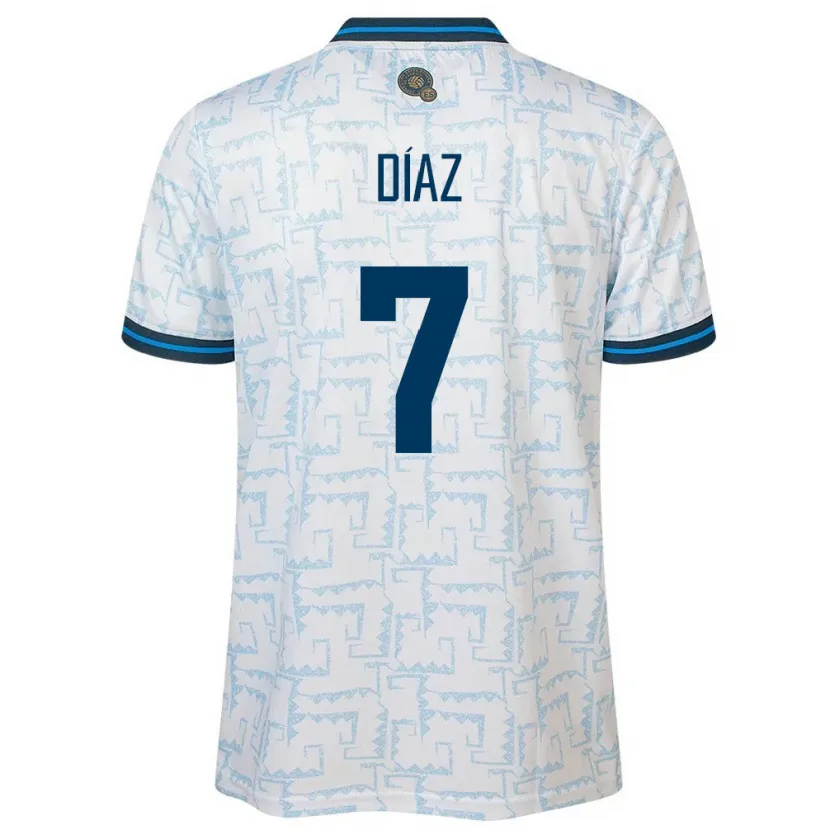Danxen Dames El Salvador Nelson Díaz #7 Wit Uitshirt Uittenue 24-26 T-Shirt