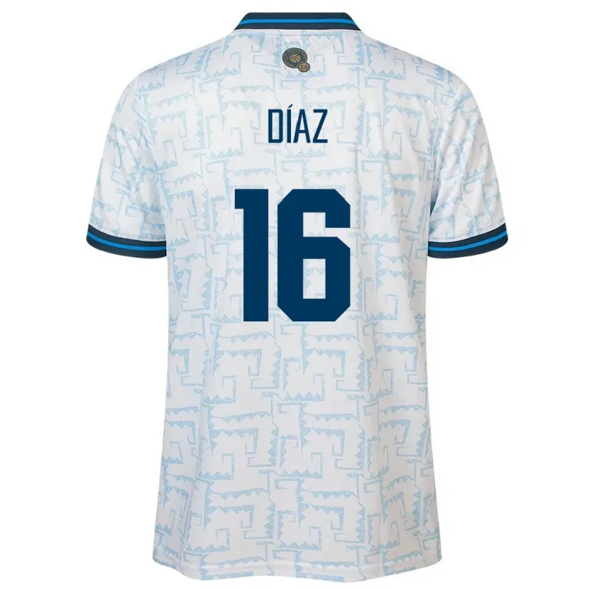 Danxen Dames El Salvador Wilber Díaz #16 Wit Uitshirt Uittenue 24-26 T-Shirt