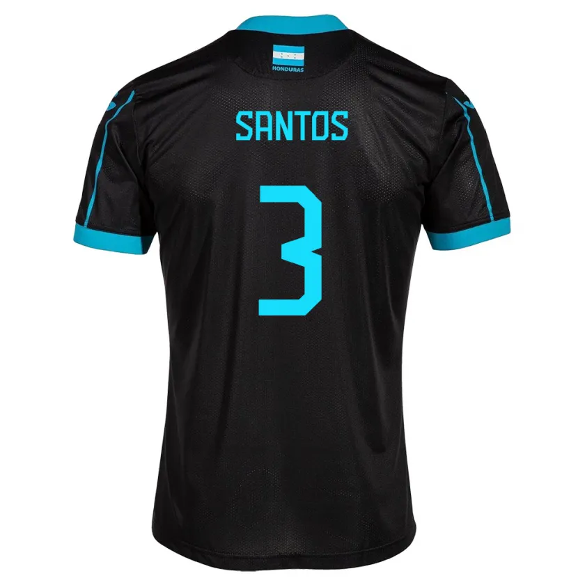 Danxen Dames Honduras Marcelo Santos #3 Zwart Uitshirt Uittenue 24-26 T-Shirt
