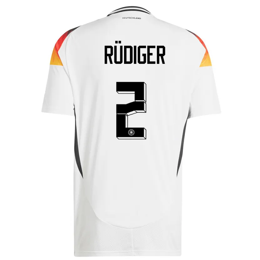 Danxen Kinderen Duitsland Antonio Rudiger #2 Wit Thuisshirt Thuistenue 24-26 T-Shirt