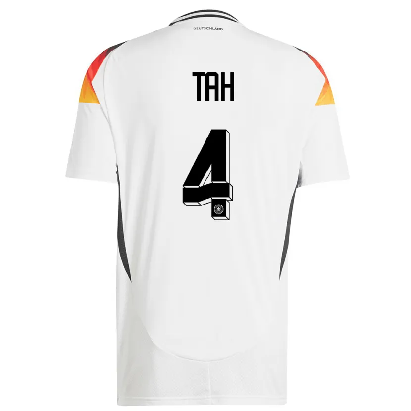 Danxen Kinderen Duitsland Jonathan Tah #4 Wit Thuisshirt Thuistenue 24-26 T-Shirt