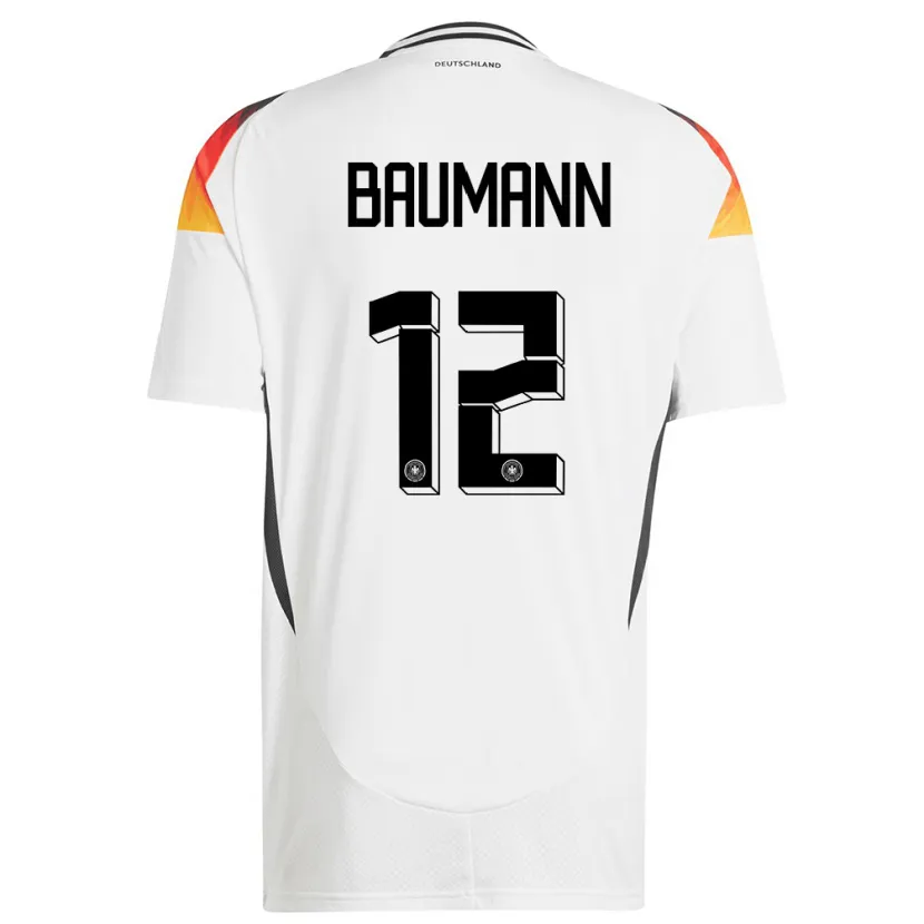 Danxen Kinderen Duitsland Oliver Baumann #12 Wit Thuisshirt Thuistenue 24-26 T-Shirt