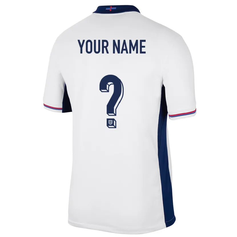 Danxen Kinderen Engeland Uw Naam #0 Wit Thuisshirt Thuistenue 24-26 T-Shirt