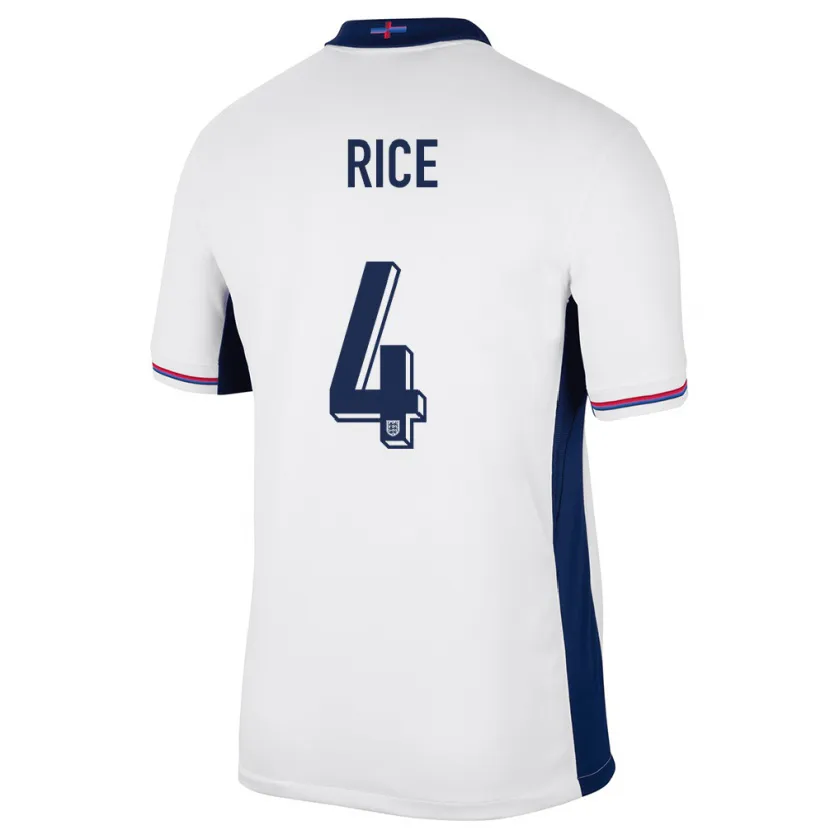 Danxen Kinderen Engeland Declan Rice #4 Wit Thuisshirt Thuistenue 24-26 T-Shirt
