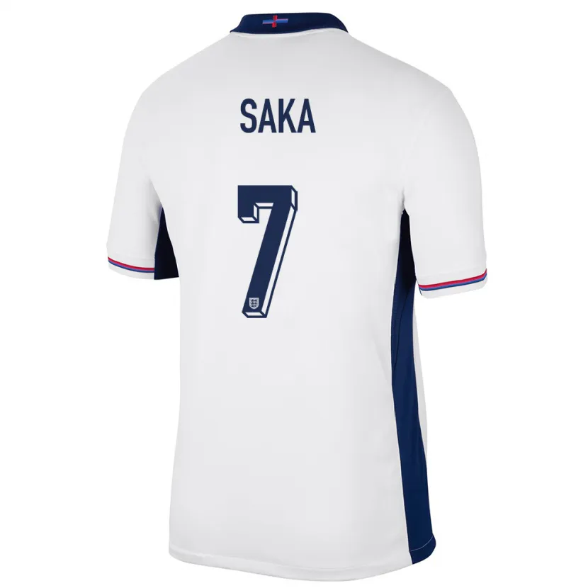 Danxen Kinderen Engeland Bukayo Saka #7 Wit Thuisshirt Thuistenue 24-26 T-Shirt