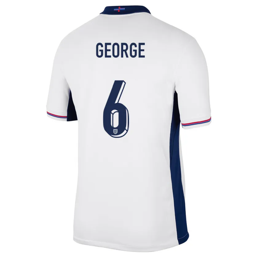 Danxen Kinderen Engeland Gabby George #6 Wit Thuisshirt Thuistenue 24-26 T-Shirt