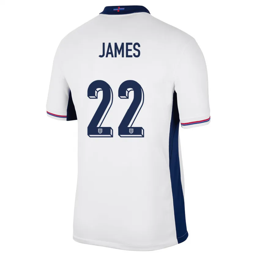Danxen Kinderen Engeland Lauren James #22 Wit Thuisshirt Thuistenue 24-26 T-Shirt