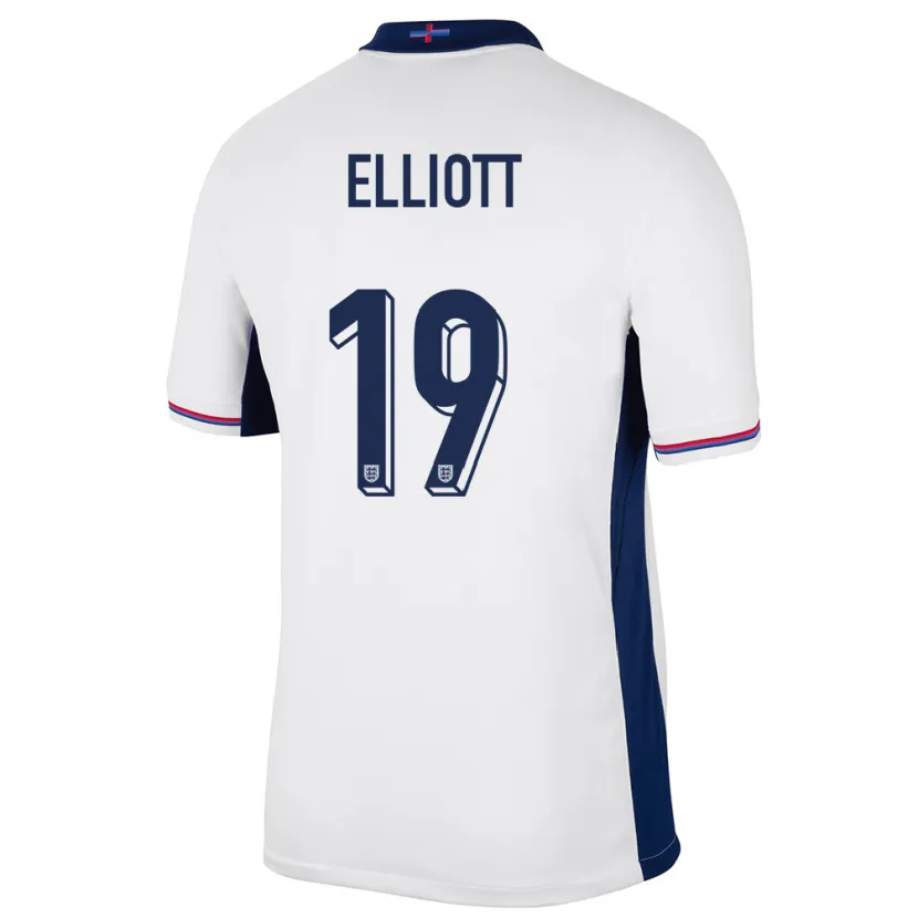Danxen Kinderen Engeland Harvey Elliott #19 Wit Thuisshirt Thuistenue 24-26 T-Shirt