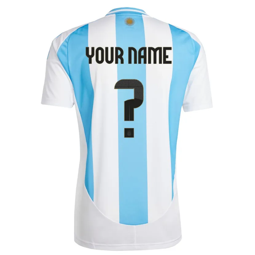 Danxen Kinderen Argentinië Uw Naam #0 Wit Blauw Thuisshirt Thuistenue 24-26 T-Shirt