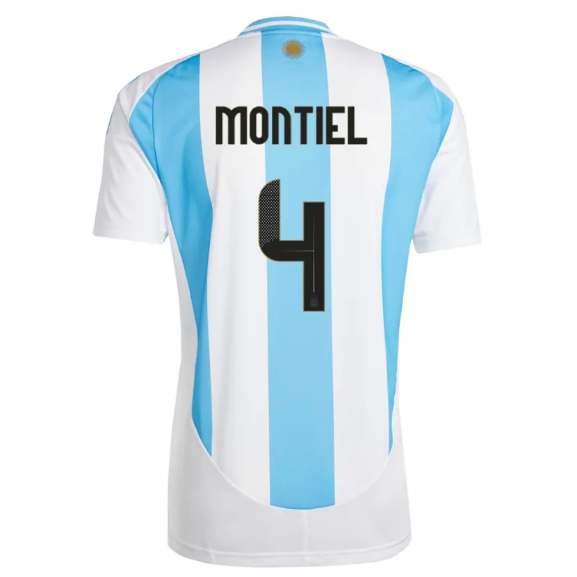 Danxen Kinderen Argentinië Gonzalo Montiel #4 Wit Blauw Thuisshirt Thuistenue 24-26 T-Shirt