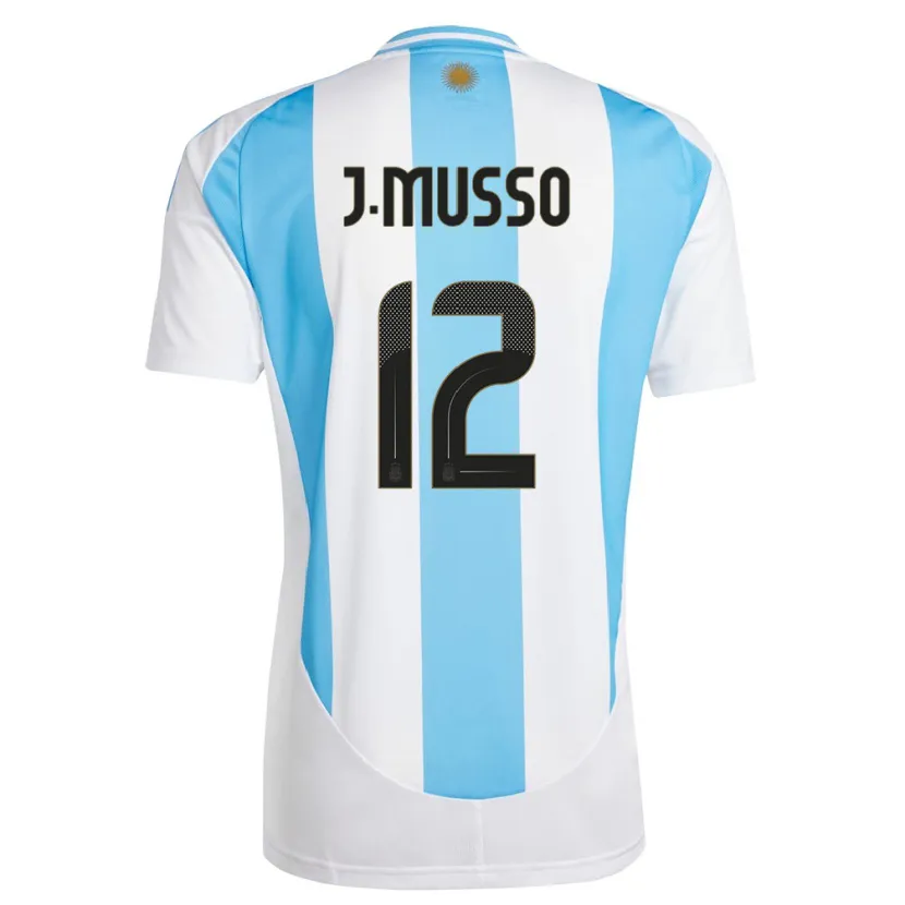 Danxen Kinderen Argentinië Juan Musso #12 Wit Blauw Thuisshirt Thuistenue 24-26 T-Shirt