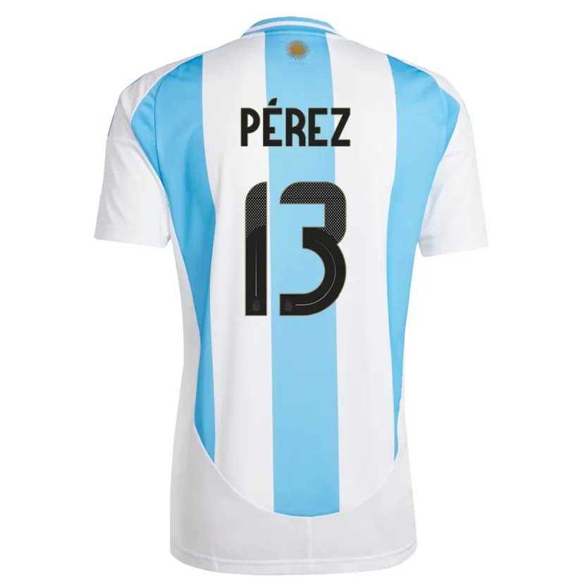 Danxen Kinderen Argentinië Nehuen Perez #13 Wit Blauw Thuisshirt Thuistenue 24-26 T-Shirt