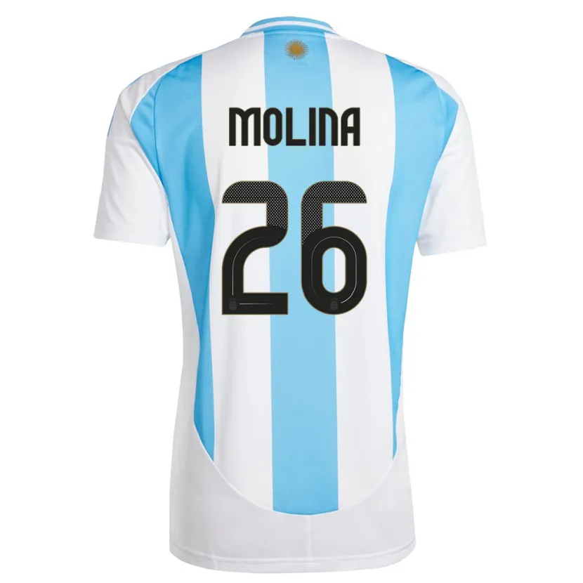 Danxen Kinderen Argentinië Nahuel Molina #26 Wit Blauw Thuisshirt Thuistenue 24-26 T-Shirt