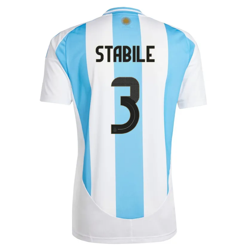 Danxen Kinderen Argentinië Eliana Stabile #3 Wit Blauw Thuisshirt Thuistenue 24-26 T-Shirt