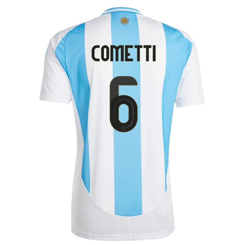 Danxen Kinderen Argentinië Aldana Cometti #6 Wit Blauw Thuisshirt Thuistenue 24-26 T-Shirt