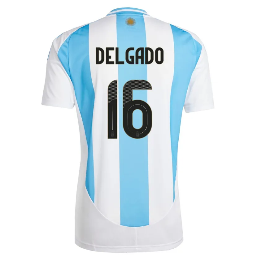 Danxen Kinderen Argentinië Marina Delgado #16 Wit Blauw Thuisshirt Thuistenue 24-26 T-Shirt