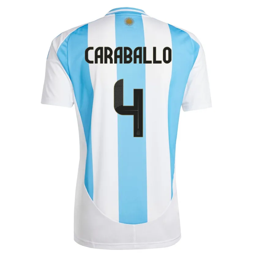Danxen Kinderen Argentinië Brian Caraballo #4 Wit Blauw Thuisshirt Thuistenue 24-26 T-Shirt