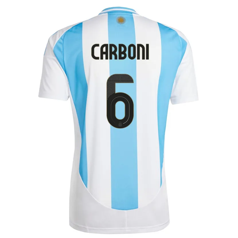 Danxen Kinderen Argentinië Franco Carboni #6 Wit Blauw Thuisshirt Thuistenue 24-26 T-Shirt