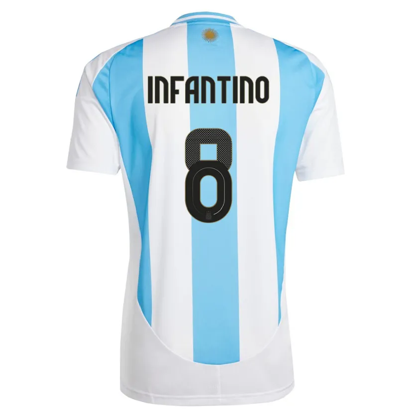 Danxen Kinderen Argentinië Gino Infantino #8 Wit Blauw Thuisshirt Thuistenue 24-26 T-Shirt
