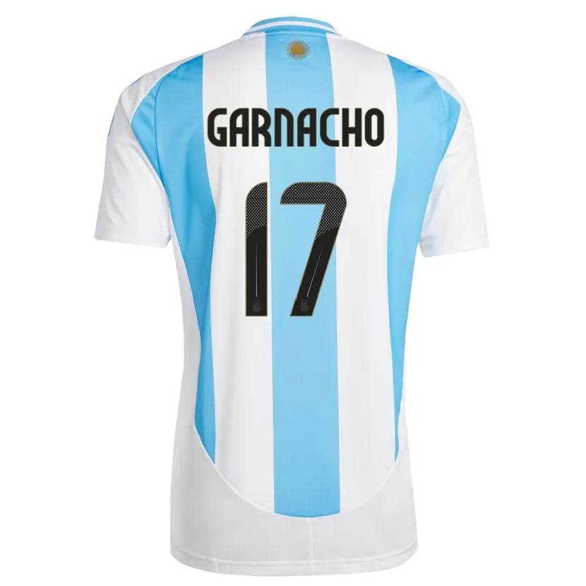Danxen Kinderen Argentinië Alejandro Garnacho #17 Wit Blauw Thuisshirt Thuistenue 24-26 T-Shirt