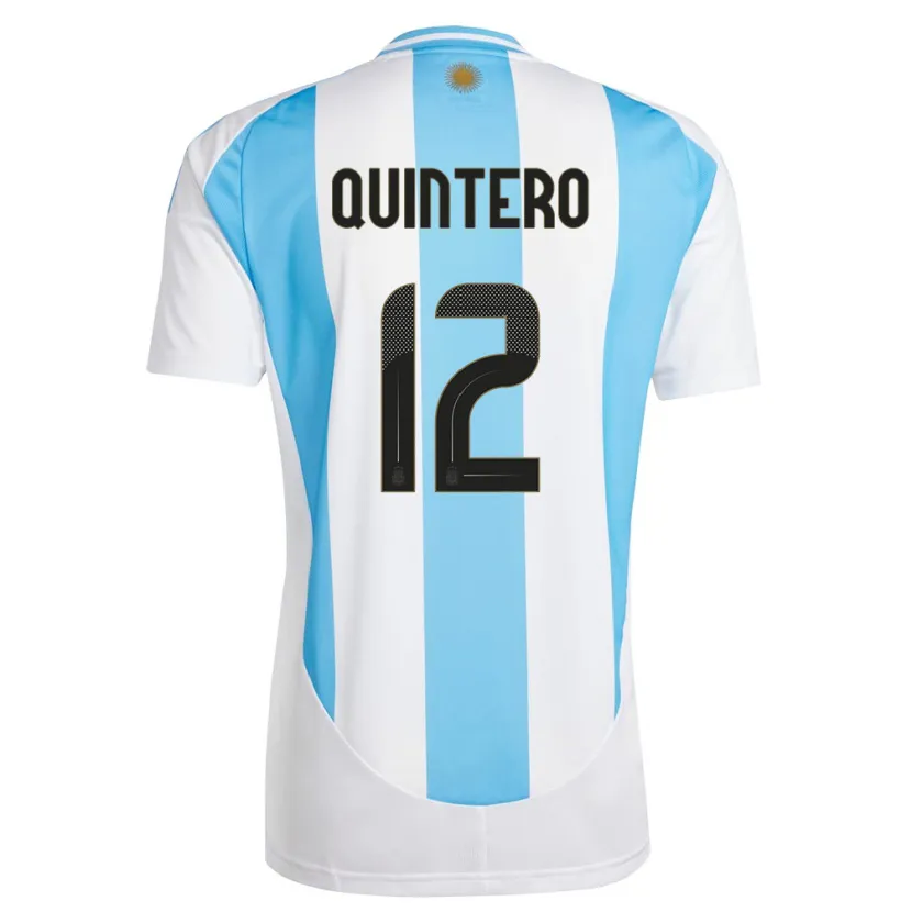 Danxen Kinderen Argentinië Valentino Quintero #12 Wit Blauw Thuisshirt Thuistenue 24-26 T-Shirt