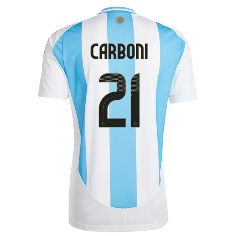 Danxen Kinderen Argentinië Valentin Carboni #21 Wit Blauw Thuisshirt Thuistenue 24-26 T-Shirt