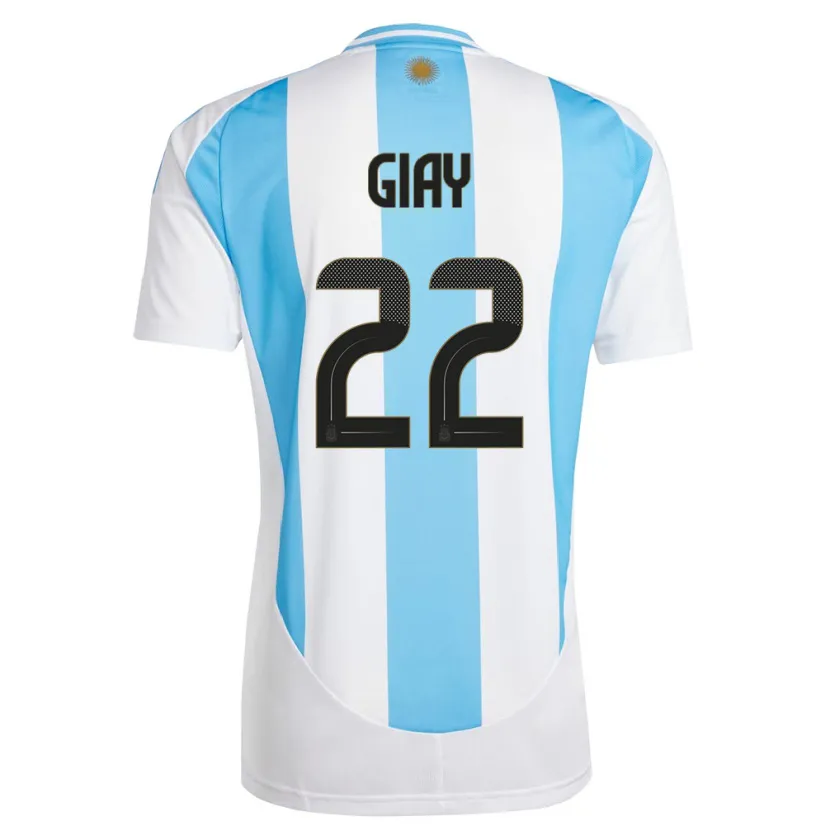 Danxen Kinderen Argentinië Agustin Giay #22 Wit Blauw Thuisshirt Thuistenue 24-26 T-Shirt