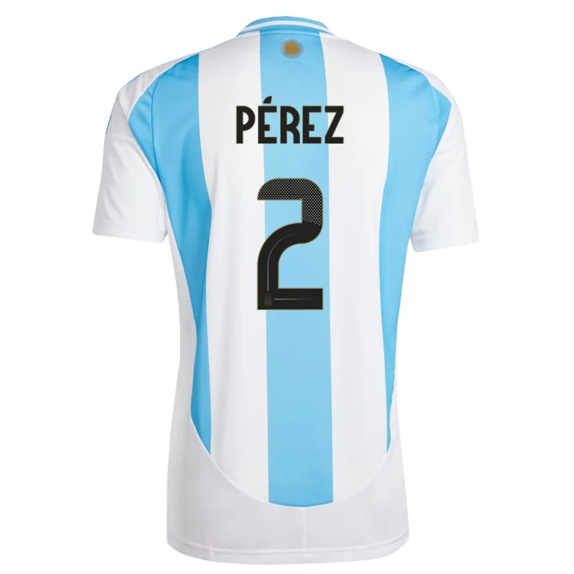 Danxen Kinderen Argentinië Nehuen Perez #2 Wit Blauw Thuisshirt Thuistenue 24-26 T-Shirt