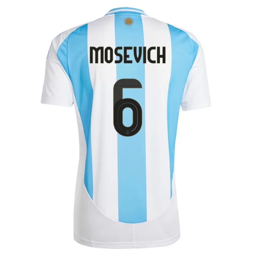 Danxen Kinderen Argentinië Leonel Mosevich #6 Wit Blauw Thuisshirt Thuistenue 24-26 T-Shirt