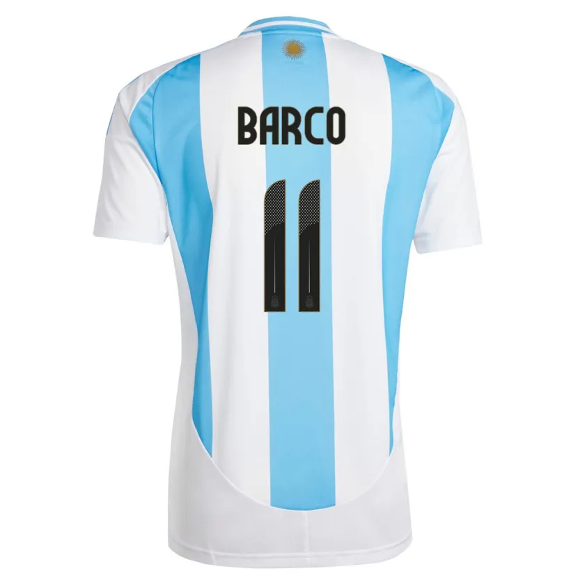 Danxen Kinderen Argentinië Ezequiel Barco #11 Wit Blauw Thuisshirt Thuistenue 24-26 T-Shirt